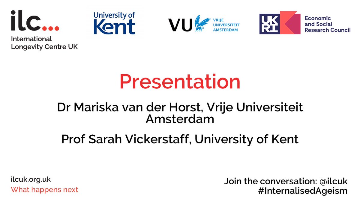 Being old is regularly portrayed as being in worse health.This is then internalised as the pessimistic view that we will all be in poor health as we age.Dr Mariska van der Horst, Assistant Professor at  @VUamsterdam, presents during our  #InternalisedAgeism webinar.