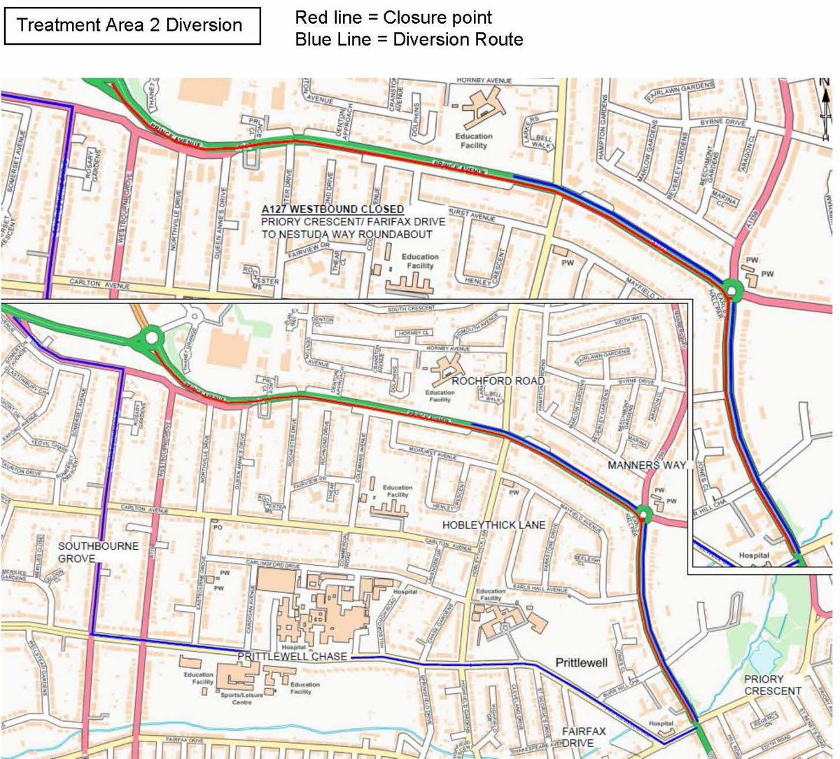 #A127 Treatment Area 2 - from Monday 01/02 until Friday 12/02 - Off peak lanes closures inbound &amp; outbound. For carriage way repairs on stretches of the London-bound carriageway from Cuckoo Roundabout, The Bell Junction &amp; Tesco Roundabout #roadworks #Southend @SouthendBC