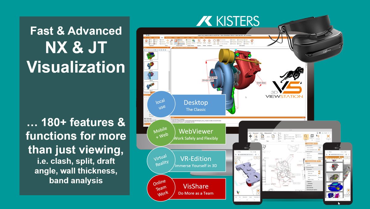 KistersViewer's tweet photo. Learn more about fast &amp; advanced NX and JT visualization. NX viewer and JT viewer for Desktops, Browsers, on your Mobile, for VR. Used with Teamcenter or without. #3D #CAD #Viewer https://t.co/CDImSFUPnf https://t.co/sYoD6MXxO3