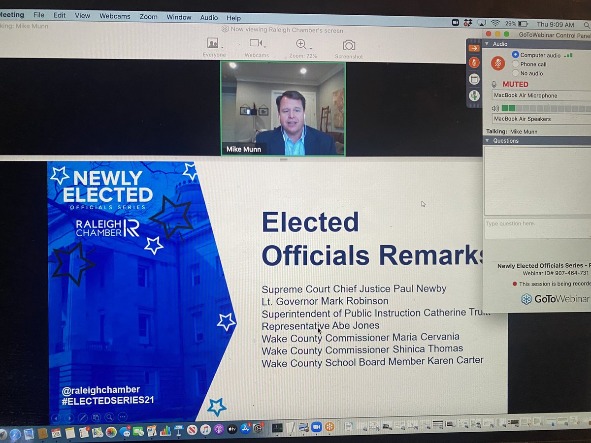 Brett_Bushnell's tweet photo. Tuning in and getting started @raleighchamber #electedseries21 looking forward to hearing from these elected officials. #Raleigh #realestate  @RaleighREALTORS #realtors https://t.co/1VZqwwVaIx