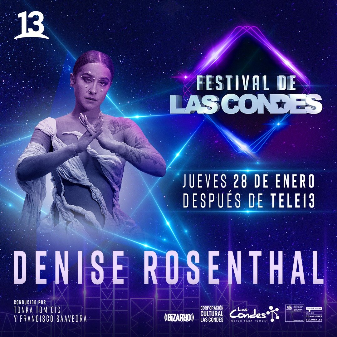 Vamos a estar usando el #FestivalDeLasCondes hoy para el show de <a href="/NissRosenthal/">Denise Rosenthal</a> 

Para los que no son de Chile les dejamos en Link para verlo online 

canal13.cl