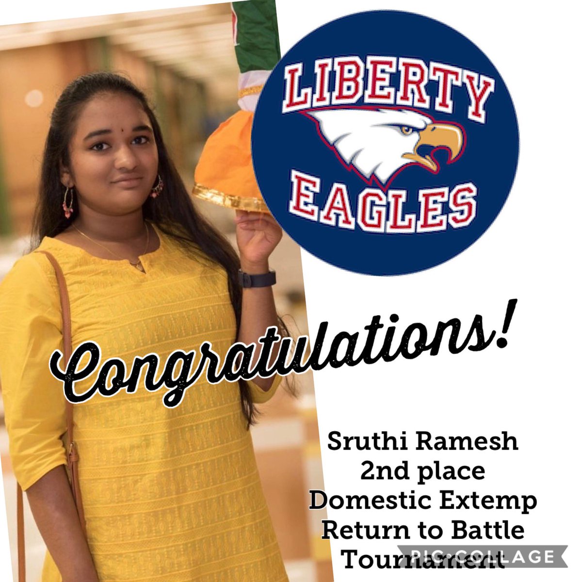 Congratulations to Sruthi Ramesh for placing 2nd in Domestic Extemp at the Return to Battle competition!!!