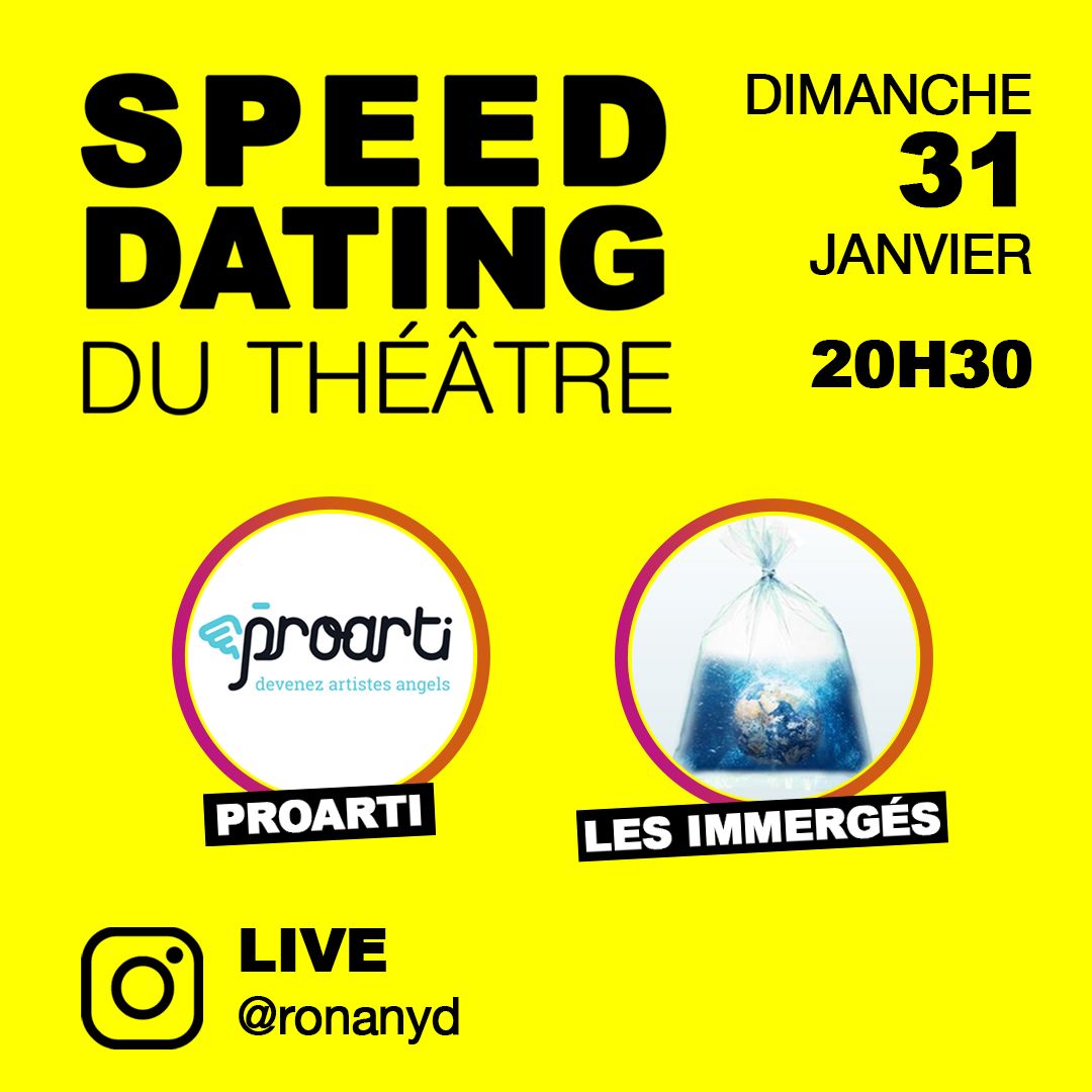 Pour le speed dating du 31 janvier je vous propose de parler financement de projet et notamment financement participatif avec <a href="/proarti/">proarti</a> et Les Immergés ! 

Et c'est sur mon instagram, ronanyd à 20h30