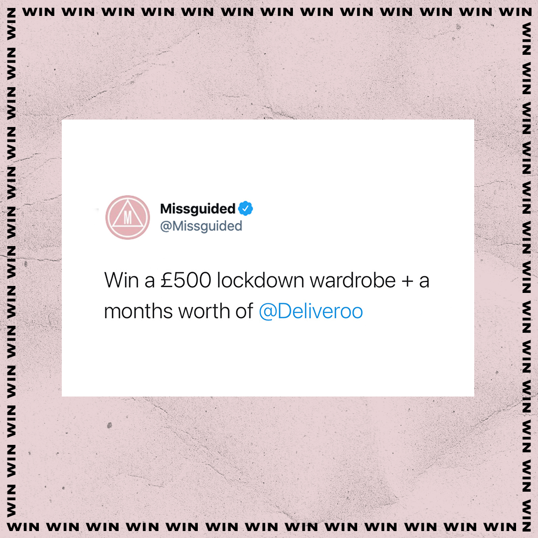 Last chance to win  💸WIN💸 a £500 Missguided lockdown wardrobe + £200 worth of @deliveroo takeaways on us 👉 For the chance to win:

1. Follow @missguided
3. Reply with the '⚡' emoji below 

(UK only, T C's apply can be found: fal.cn/3d2gk) #giveaway #missguided