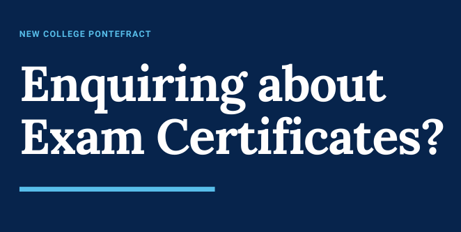 ncpontefract's tweet image. The guidance surrounding the collection of exam certificates has now been updated. Take a look at the post on our website by following the link for the latest information - bit.ly/2FuV2dg