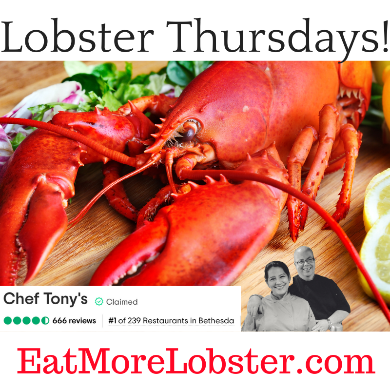 It's today!!! Call us to make your reservations and hurry, we run out quick!

👉🏻👉🏻EatMoreLobster.com

#cheftonysbethesda #bethesda #supportlocal #localrestaurants #localbethesdarestaurants #bethesdaseafood #freshseafood #soniascheesecakes  #cheftonysatthepromenade