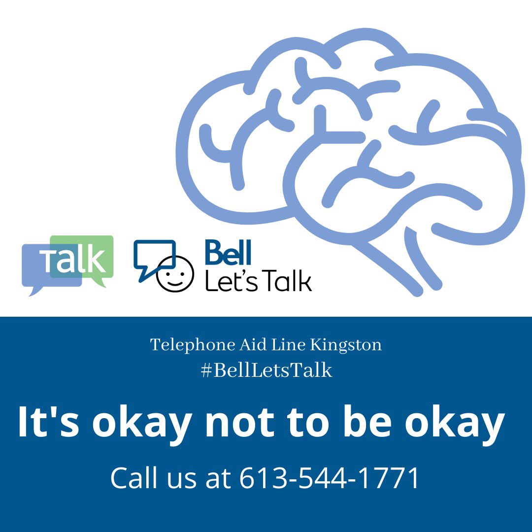 Bell Let’s Talk day offers an annual opportunity to raise not only money, but also awareness for mental health. At Telephone Aid Line Kingston, we understand the importance of talking. Let’s talk about mental health! #BellLetsTalk
