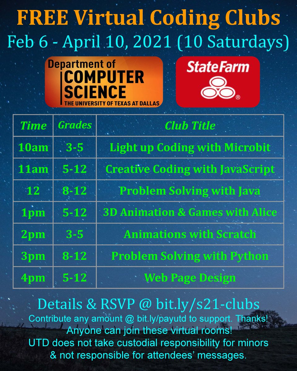 DeSoto ISD A2E2 (@desotoisda2e2) on Twitter photo Is your child interested in a Computer Science or Engineering Career? Joint UT Dallas FREE Virtual Coding Clubs! Details ⬇️ <a href="/DeSotoISDCTE/">DeSoto ISD Career & Technical Education/CCMR</a> @desotoisdengage Is your child interested in a Computer Science or Engineering Career? Joint UT Dallas FREE Virtual Coding Clubs! Details ⬇️ <a href="/DeSotoISDCTE/">DeSoto ISD Career & Technical Education/CCMR</a> @desotoisdengage