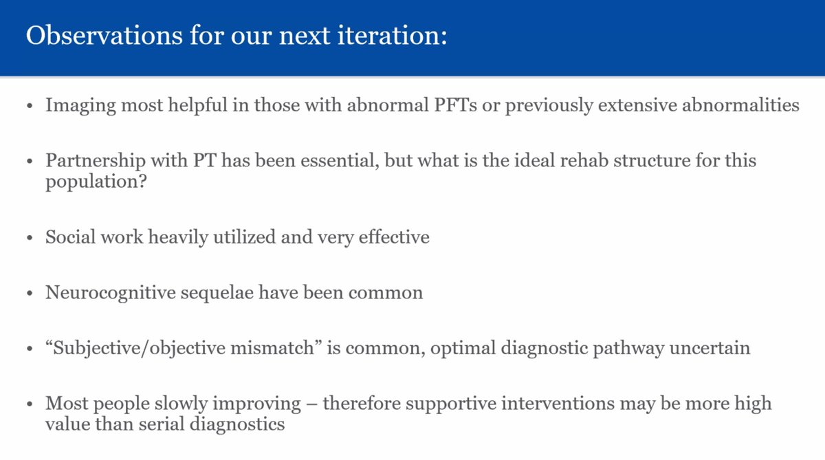 What Yale interdisciplinary  #LongCovid clinic have learned and what they would improve:(Note –– they were surprised how common neurocognitive sequelae are. We've been talking about this a lot at  @itsbodypolitic considering what  @patientled research team has found.)