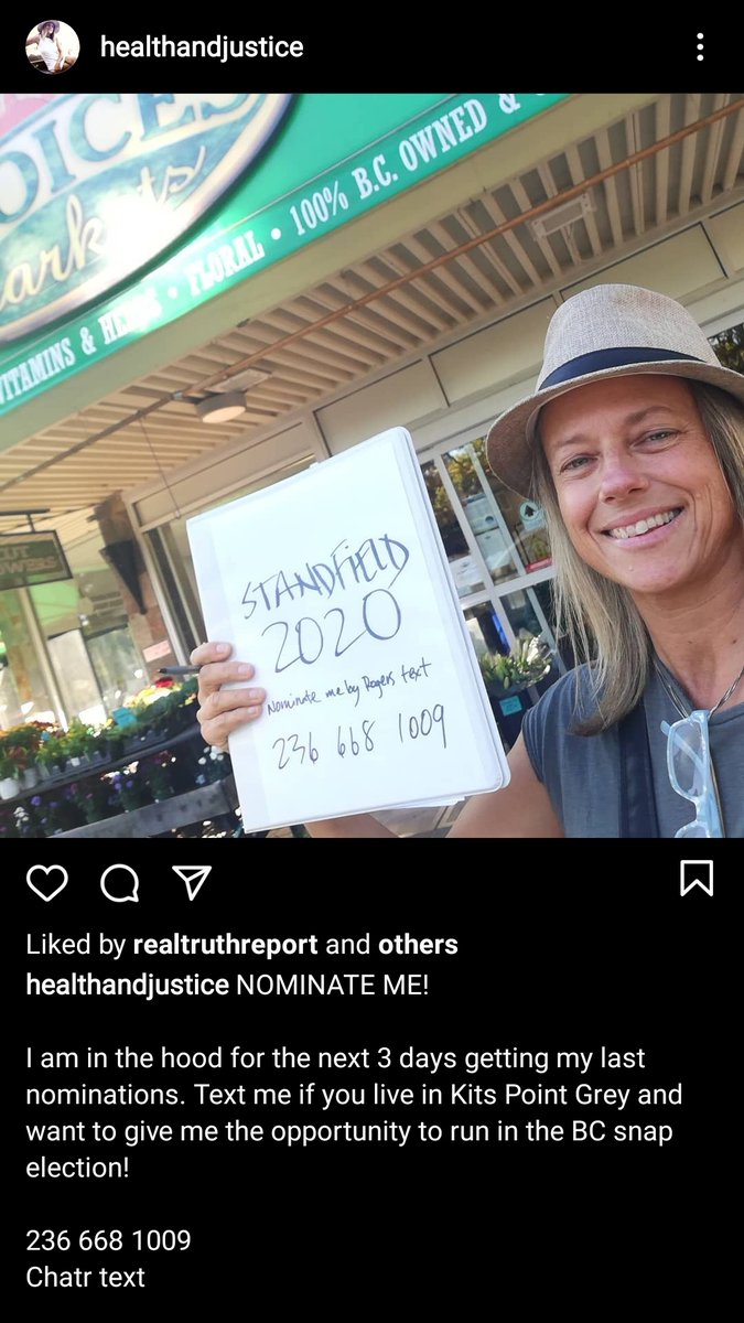 Not a business venture, but here's Standfield stumping for herself to run in the last BC election. SPOILER: She didn't even qualify to appear on the ballot.