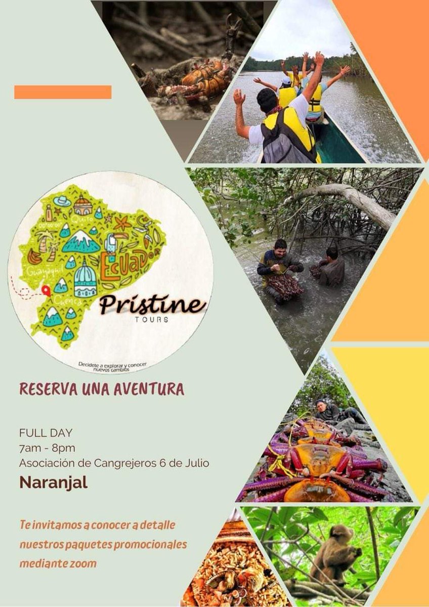 Les presentamos nuestro segundo grupo piloto "Asociación de Cangrejeros 6 de Julio"🦀🦀
Con un demostración del proceso para atrapar a cangrejos en los Manglares. No te lo puedes perder ! 🎉🎉 #Turismo #Ucuenca  #hospitalidad #AsoTurismo #EventosUCuenca #UCuencaActiva