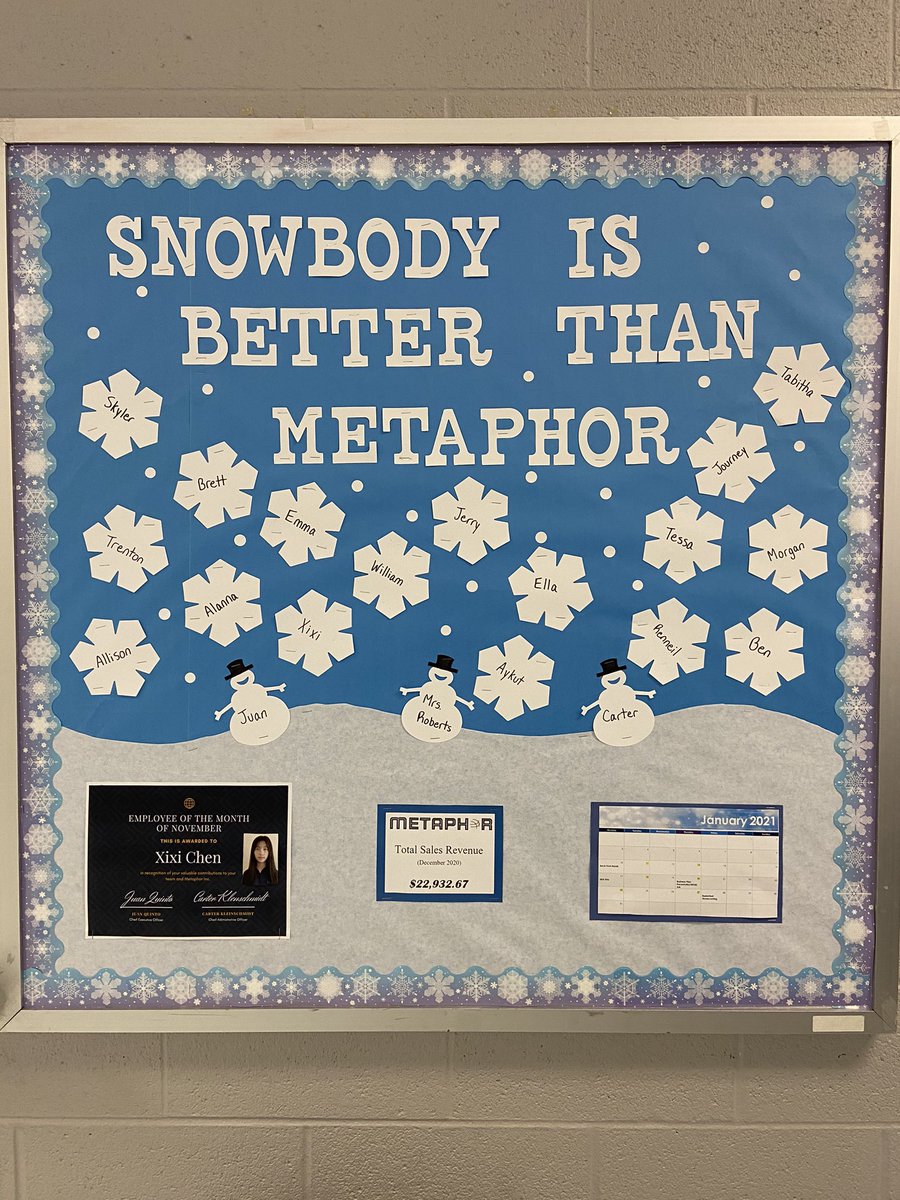 Our new updated December bulletin board! ⛄️ #MetaphorInc #VirtualEnterprise