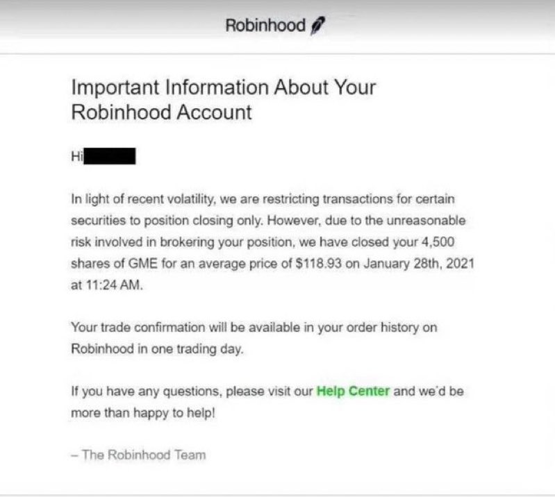 It now appears @RobinhoodApp is selling customers’ shares of Reddit stocks “to mitigate the risk” to their portfolios. This is unbelievable.