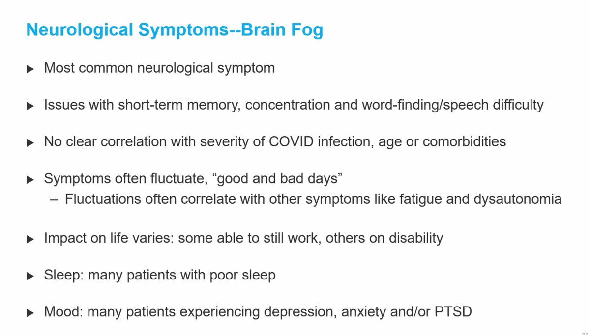 Symptoms they are seeing at Mt. Sinai post-COVID clinic: