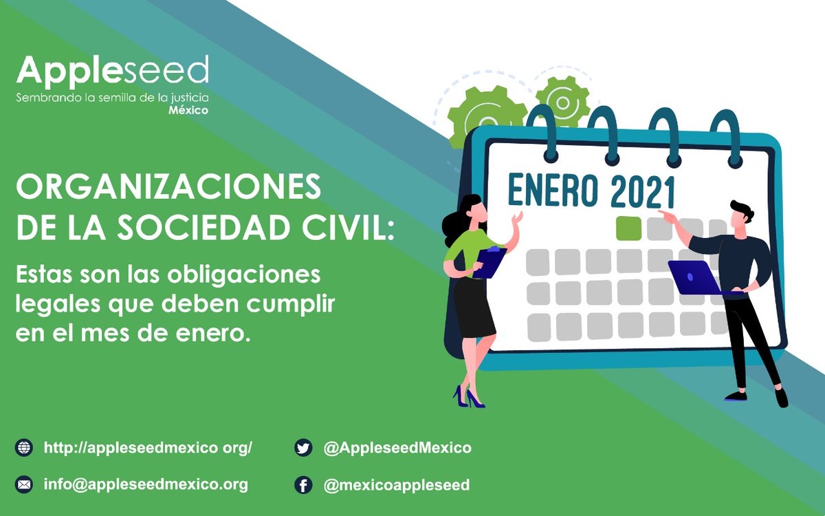 AppleseedMexico's tweet photo. 📢 #OSC #DonatariasAutorizadas 
Estamos a unos días de que concluya el mes de #enero y estas son las obligaciones legales que se deben cumplir. ¡Conócelas! 👉  https://t.co/YmhZiLuiC3 https://t.co/7oU2bshDUQ