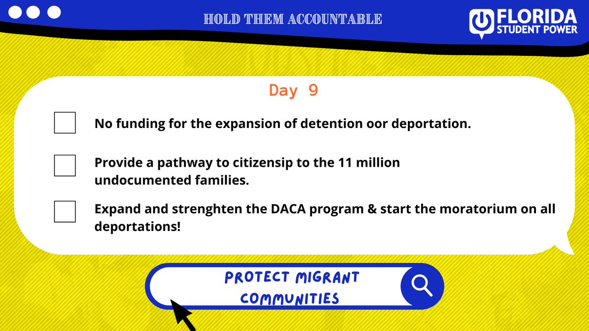 FlStuPwr's tweet photo. We are in #Day9 into the #First100Days of the @joebiden @kamalaharris administration. They have made some moves with respect to Immigration, and there is still very much work that needs to be done.
#HoldThemAccountable
#FLStudentPower https://t.co/Ah97Xx1nKx