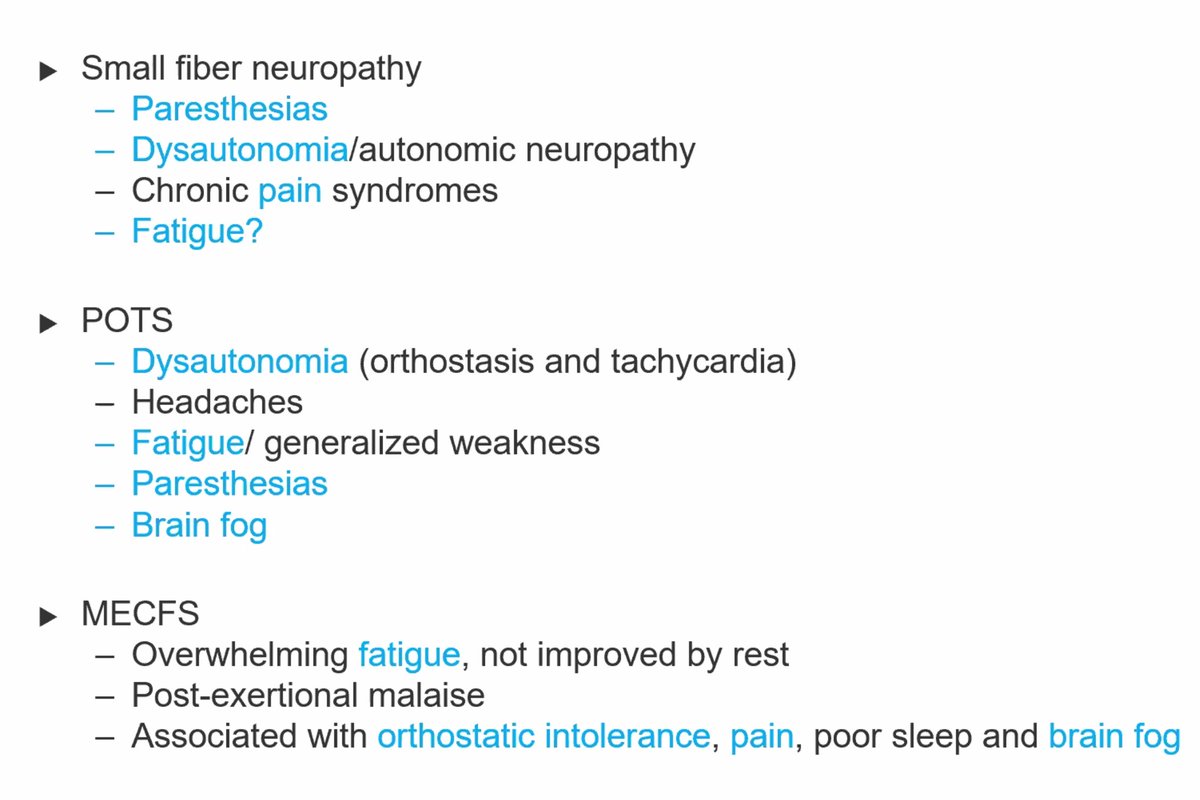 More about SFN, POTS, MECFS:There is a lot of overlap between these.