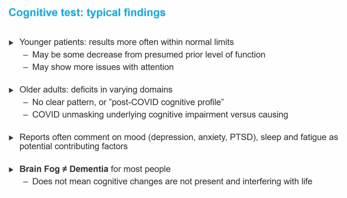 Looking at cognitive testing –– typical findings in  #LongCovid