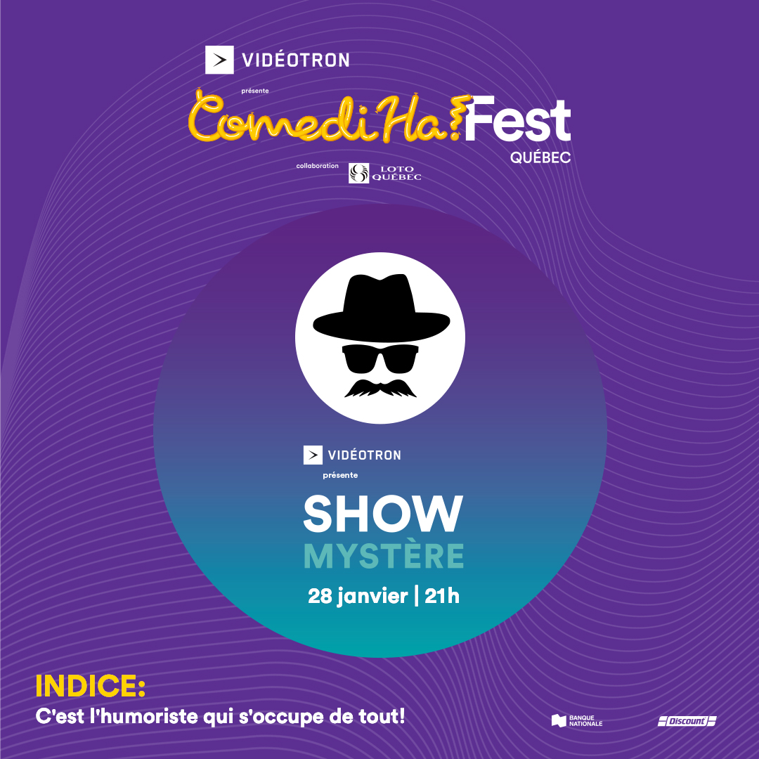 Qui sera l'humoriste vedette du Show Mystère présenté par <a href="/Videotron/">Videotron</a>? 
Découvrez-le ce soir dès 21h sur ComediHa.tv

comediha.tv/products/show-…