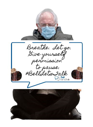 WoodstockPF_NB's tweet photo. Thanks Bernie!   It's okay not to be ok.  Give yourself permission to get your 2nd wind. 
#BellLetsTalkDay #meditate #CopASquat https://t.co/UBAtU6miAz