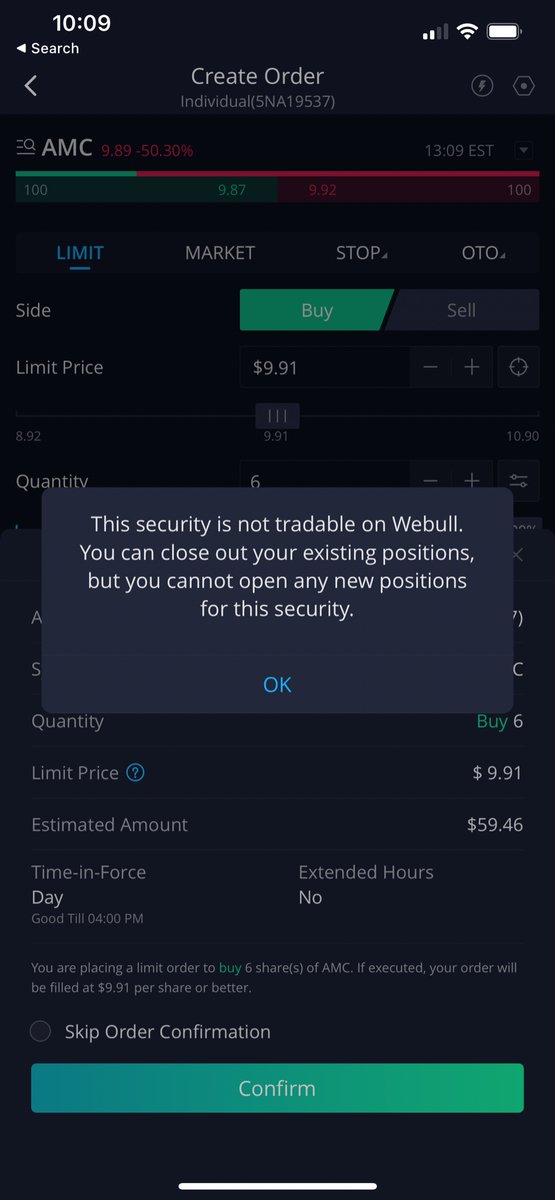 ReeseAE84's tweet photo. @WSBChairman Webull is doing the same shit Robinhood did. We’re not safe anywhere. https://t.co/Vy5d5kvcII