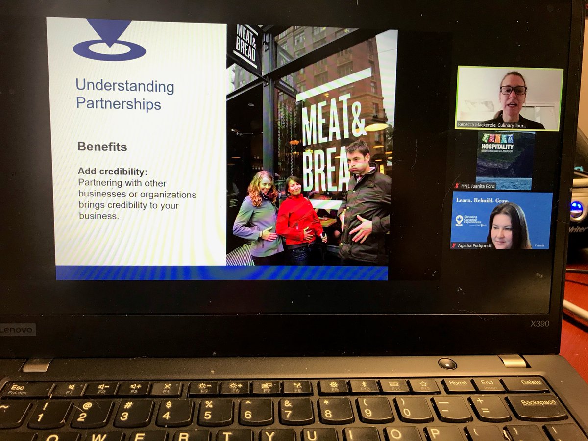 HospitalityNL's tweet photo. 👇🔍 Happening Now! Webinar: Partnering for Success - Culinary Tourism. Talking development of innovative products and experiences, along with the challenges and opportunities associated with partnerships #TourismCounts #MyHNL #ElevatingCanada https://t.co/mYsWym57Pg