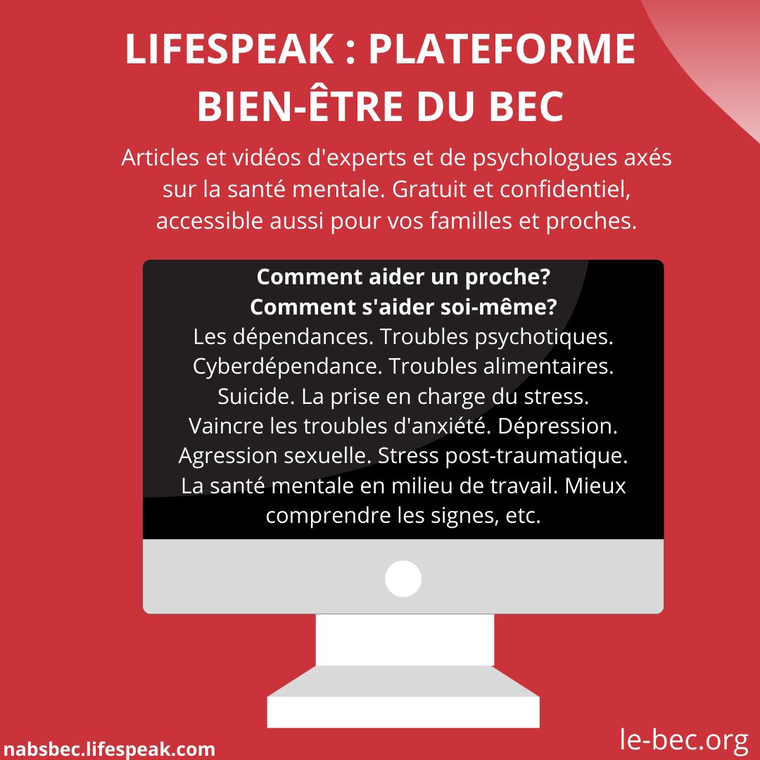 ✨C'est la journée #BellCause pour la cause !
Ouvrons le dialogue sur la santé mentale et luttons contre la stigmatisation de la maladie mentale. Le bec vous offre des ressources et des outils afin de vous aider et aider vos proches.