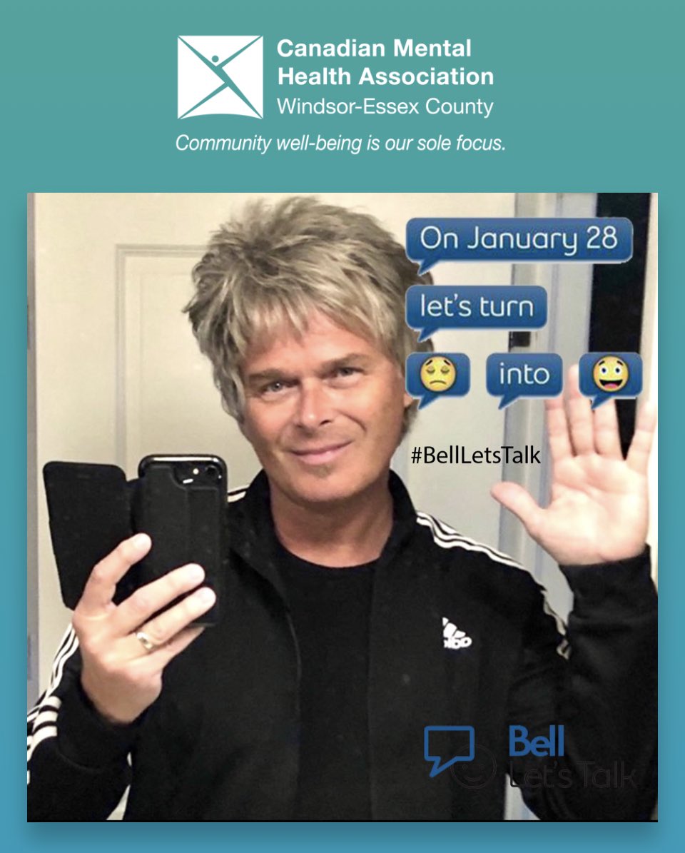 Today Bell will donate more towards mental health initiatives in Canada by contributing 5¢ for every applicable text, call, tweet or TikTok video using #BellLetsTalk, social media - please #share and follow <a href="/CMHAWECB/">CMHA Windsor</a>