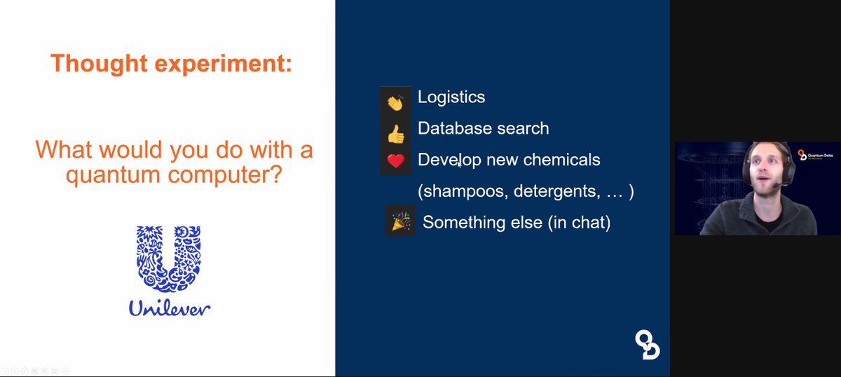 The breakout session Lessons from #Industry, Koen Groenland @Quantum_Ams, is curious what we think about how a non-quantum company like Unilever could benefit from quantum technology. What do you think?
#QDNL #QDNLlaunch #quantumapplications #quantuminnovation
