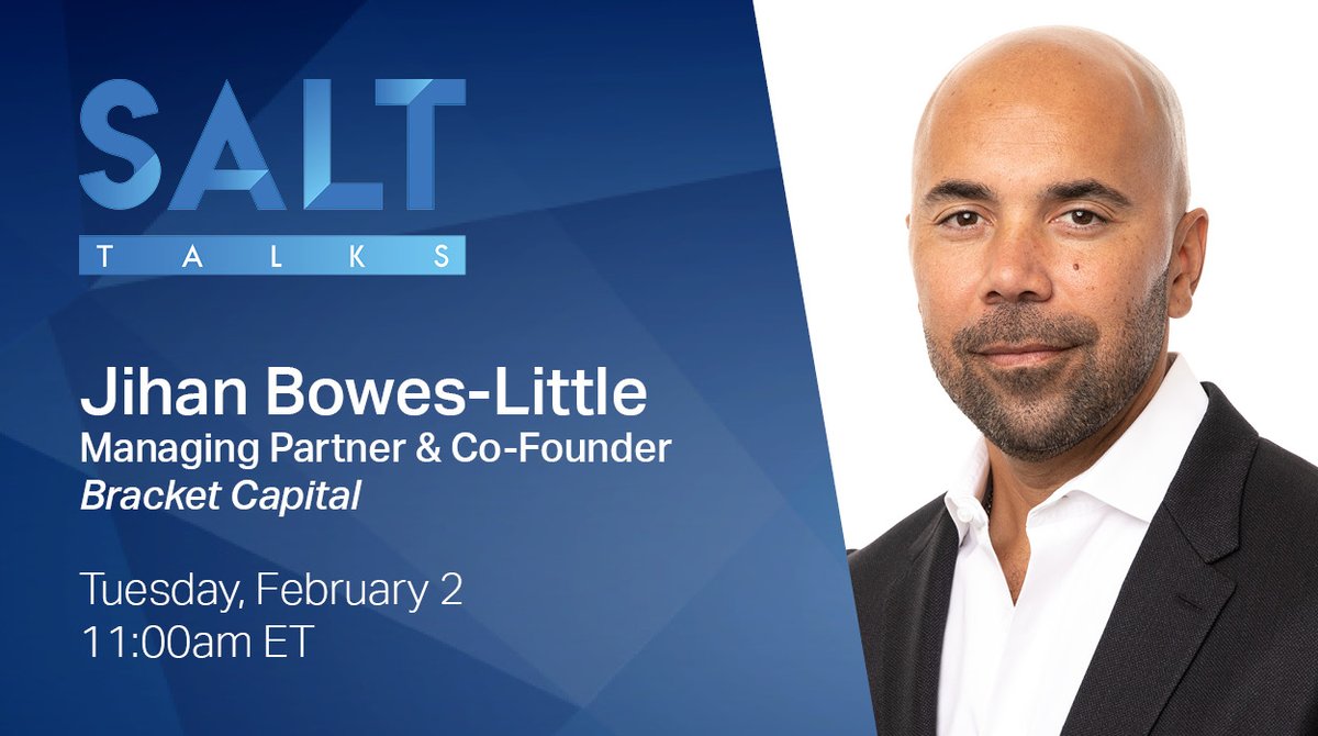 #SpeakerAnnouncement | @JBLBracket, Managing Partner &amp; Co-Founder of <a href="/BracketCapital/">Bracket Capital</a>, joins #SALTTalks!

Tuesday, February 2 at 11:00am ET.

Register at bit.ly/3t5kKcg