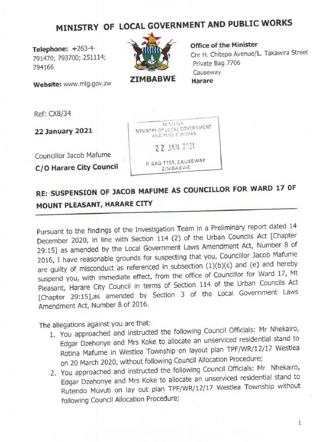 RichardGarwe's tweet photo. Damning allegations against #Mafume BUT as usual opposition politicians can do nothing wrong! https://t.co/DIPn5JvpXj