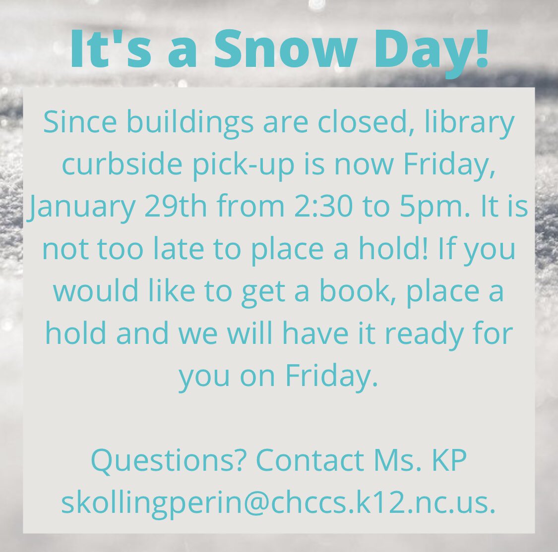 LibraryFalcon's tweet image. Phillips is closed today, so library curbside picked has been moved to tomorrow!