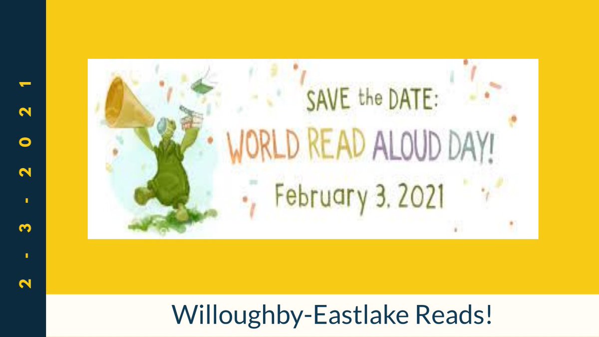 Get ready to share a good read. World Read Aloud Day is February 3rd! <a href="/ccwesd/">Jennifer Chauby</a> <a href="/stotlerWES/">Nikki Stotler</a> <a href="/akciferno/">Alison Ciferno</a> <a href="/WELibrary/">W-E Library</a> <a href="/TimRasinski1/">Tim Rasinski</a> <a href="/Brian__Callahan/">Brian Callahan</a>