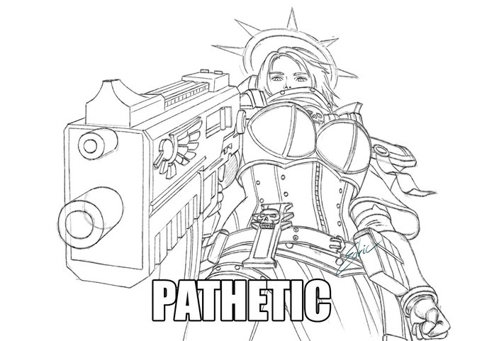 sketched a "pathetic" meme, featuring zealous Sisters of Battle with huge...plots #pathetic 