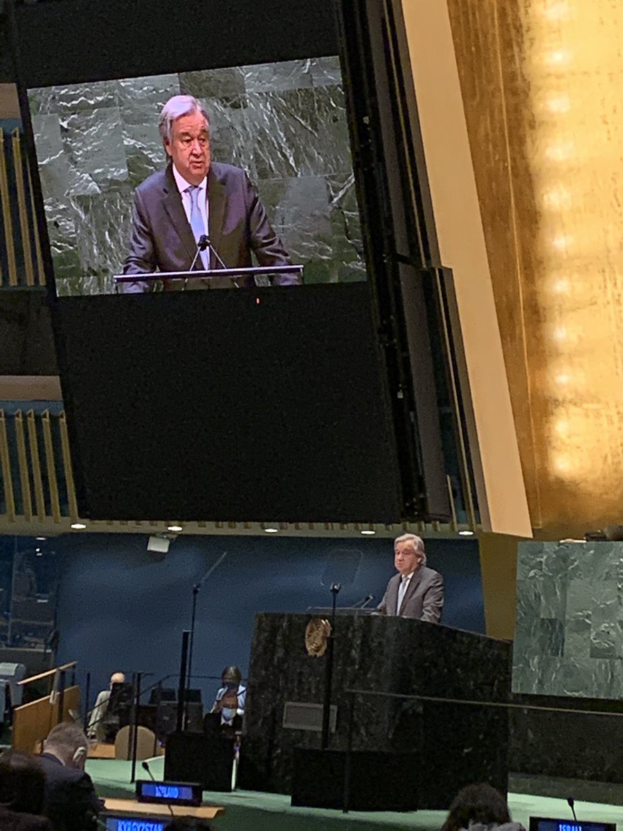 IonJinga's tweet photo. Happening now @UN: @secgen @antonioguterres presents his priorities 4 2021. “1st priority is 2 respond 2 Covid19. 2 defeat Covid19 is possible. We must make it happen together. The vaccine is a global public good. Recovery must be inclusive”. @RomaniaUN_NY is part of this effort. https://t.co/a8MiDbEiln