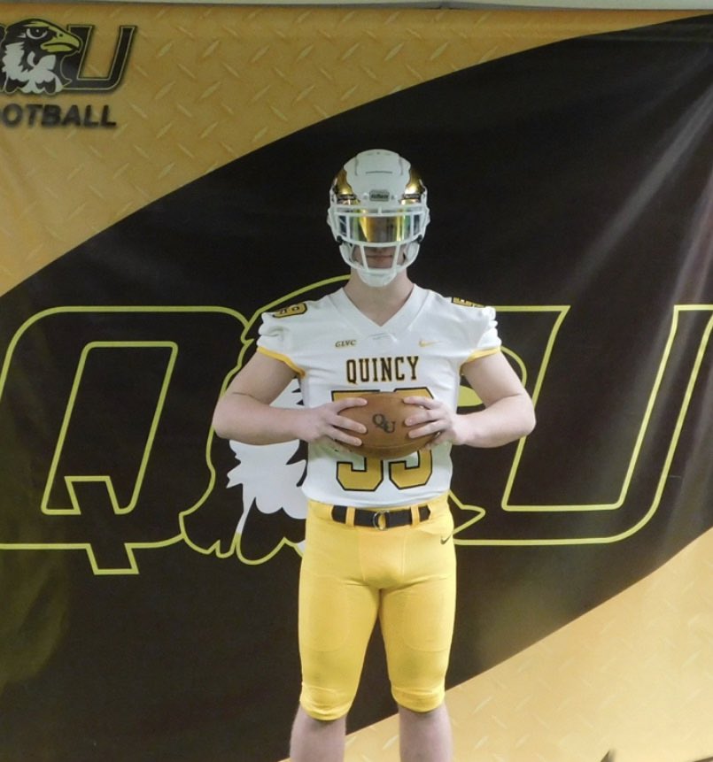 I am excited to say that I have committed to Quincy University. Thank you to my family, friends, coaches, and teammates I wouldn’t here without you all. Also thank you @GaryBassQU @CoachSKelly44 for this opportunity to continue my education and playing football. #Lou2theQ #PEWAV