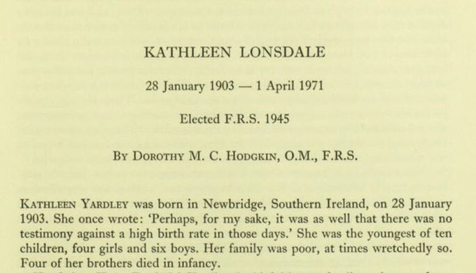 Their campaign was successful, and in 1945 Kathleen Lonsdale and biochemist Marjory Stephenson became the first women elected fellows of the Royal Society. https://royalsocietypublishing.org/doi/10.1098/rsbm.1975.0014