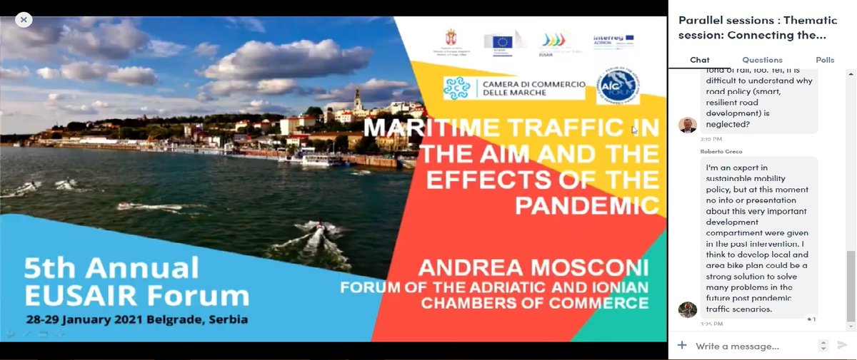 aic_forum's tweet photo. Our expert @andmosconi gave the attendees of the #VEUSAIRForum an overview about the #COVID19 impact on maritime traffic in the EUSAIR area, which translated -in line with the outcomes of the pandemic in other sectors- in a massive reduction of both goods and passengers mobility. https://t.co/tru29qE1dn