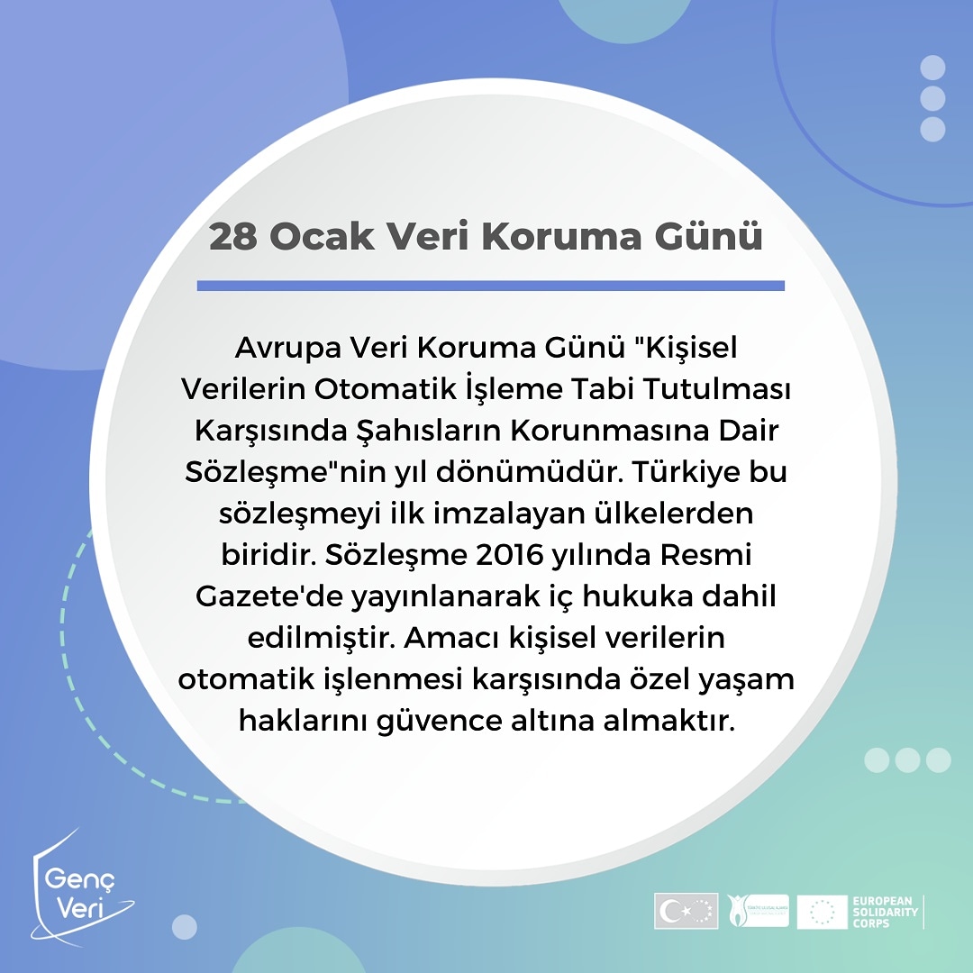 28 Ocak Veri Koruma Günü 🎉
#gencveriekibi #gencveri #28OcakVeriKorumaGünü