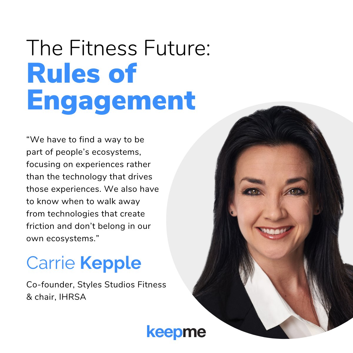 A pleasure to have @IHRSA chair and #StylesStudiosFitness co-founder <a href="/CarrieKepple/">Carrie Kepple</a> share her thoughts on my forthcoming white paper, #TheFitnessFuture: Rules of Engagement. Pre-register here to receive a copy: buff.ly/39lWZFk

#FitnessIndustry #HealthAndFitness