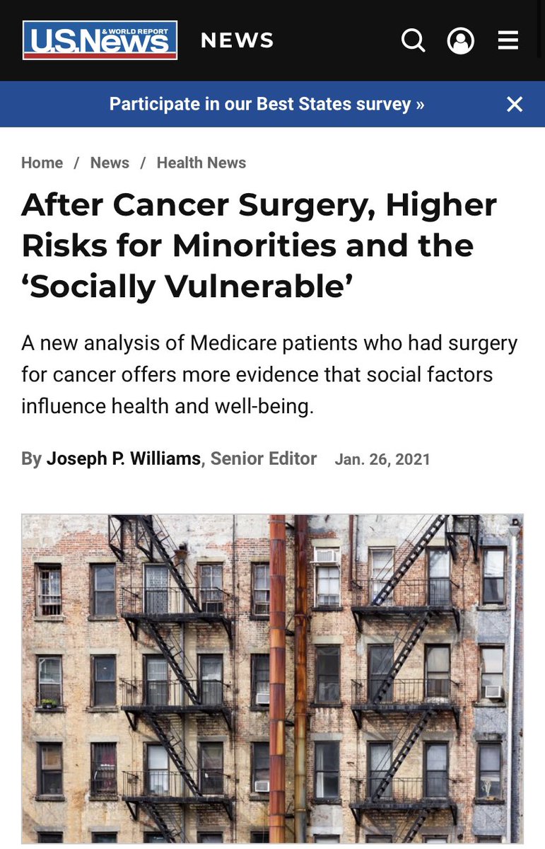 Research from our @OSUSurgery <a href="/OSUCCC_James/">The James</a> <a href="/OSUWexMed/">The Ohio State University Wexner Medical Center</a> research group draws attention to the higher risks for minorities and the “socially vulnerable” after #cancer surgery. Read about our @JAmCollSurg work in this <a href="/usnews/">U.S. News & World Report</a> article ➡️ usnews.com/news/health-ne… #disparities #SDoH