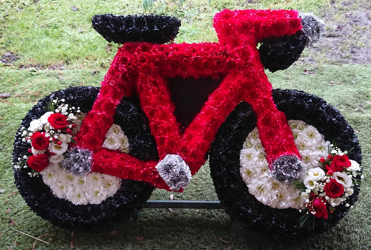 A funeral design for a local cyclist.