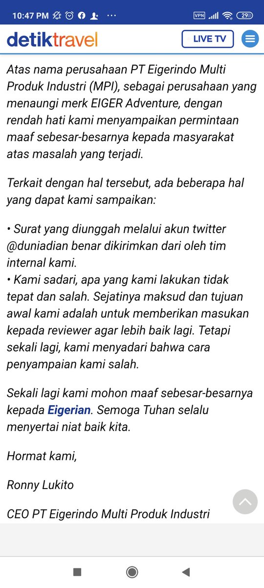 hermaspuspito's tweet image. Akhirnya Eiger minta maaf.
Terlepas udah keburu viral. Tp lebih baik spt ini. #GoodLearning