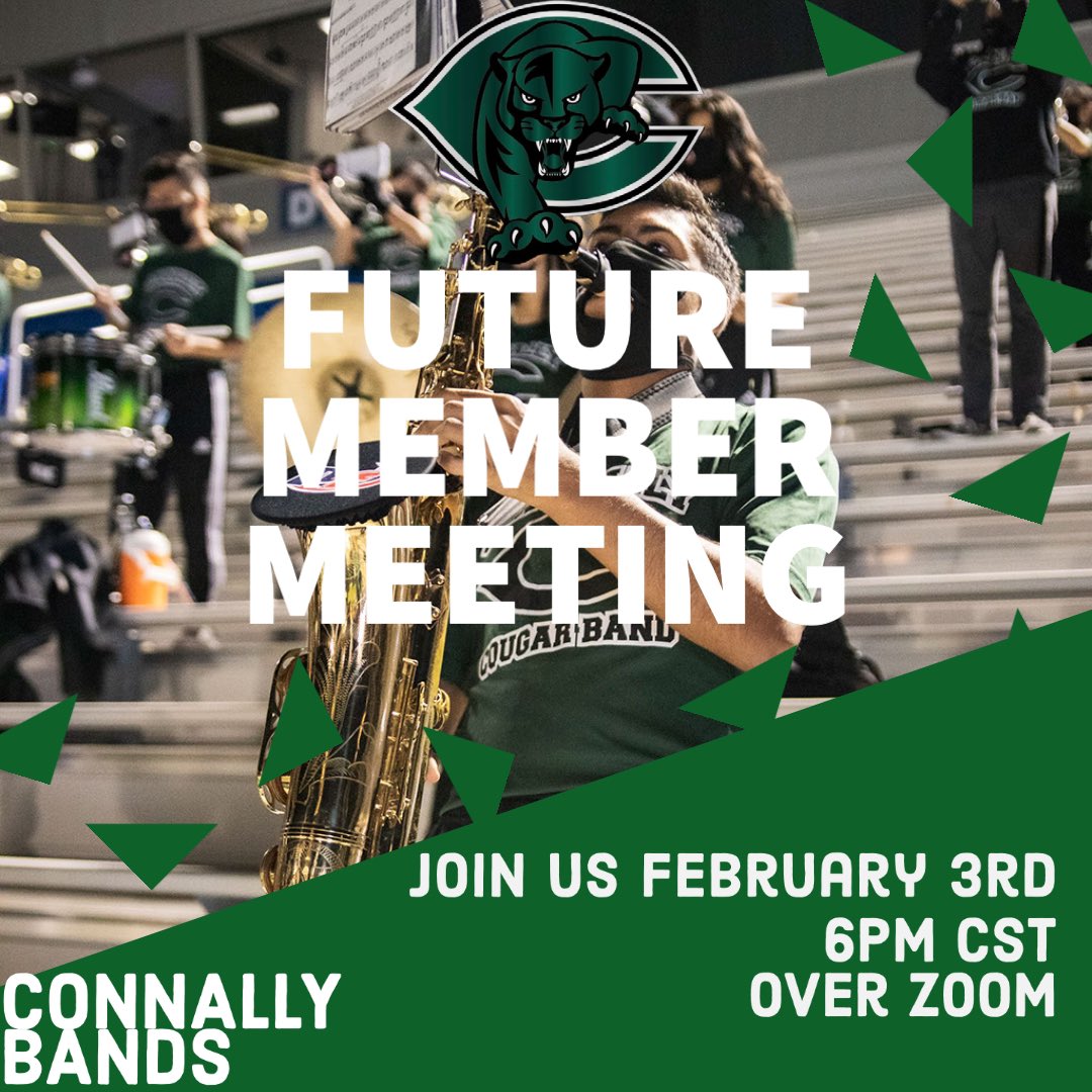 We are so excited to have our 8th grade Wildcat Band members join the Cougar Band next year! We will be sending you a Zoom link in your school email for this awesome future band member meeting! 🤗🤗
#cougarbandpfam 
<a href="/Westview_MS/">Westview MS</a> 
<a href="/PfISDfinearts/">PfISD Fine Arts</a> 
<a href="/pfisd/">Pflugerville ISD</a> 
<a href="/JBCguard/">John B. Connally HS Color Guard</a>