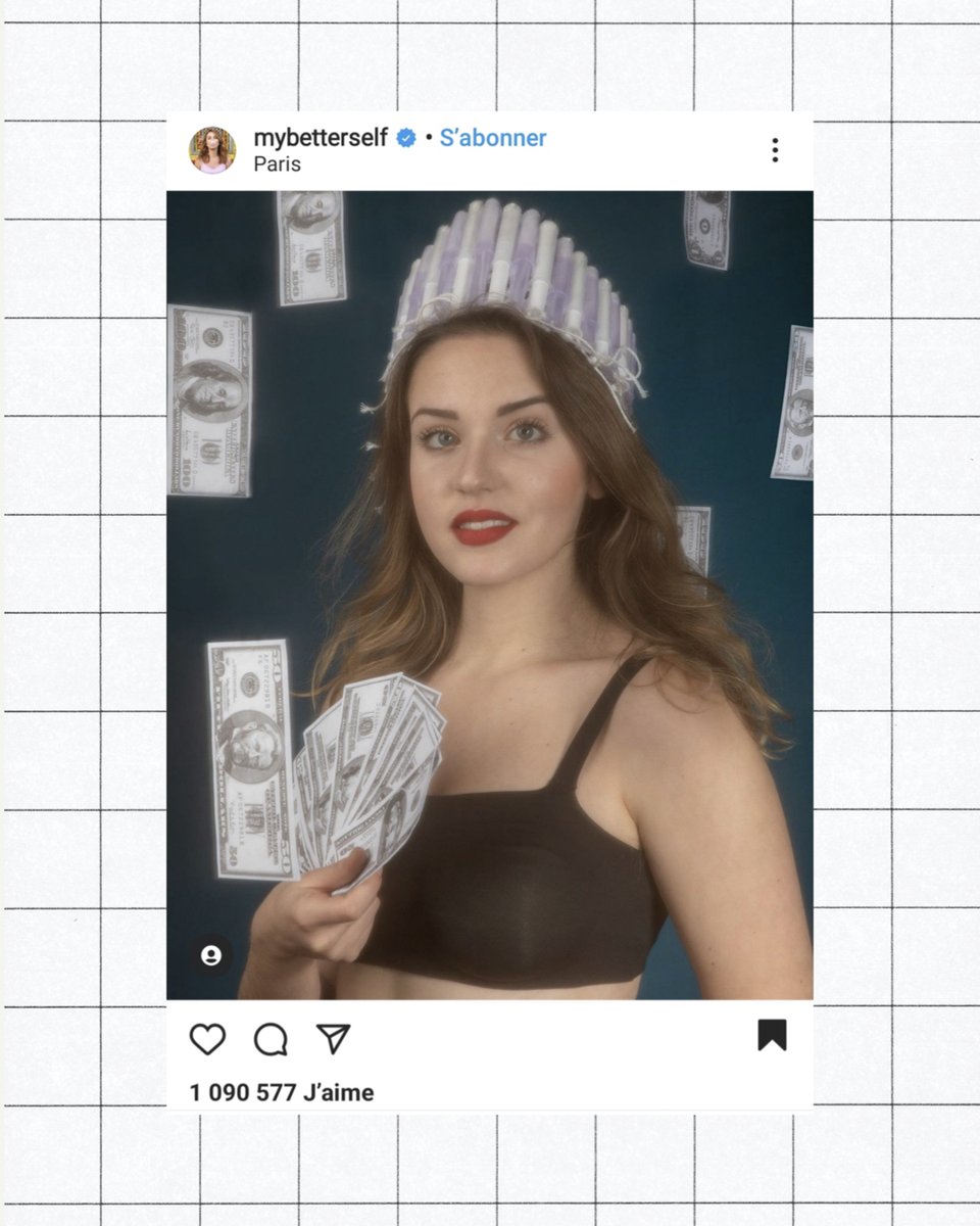 #1month1influencerforgood we decided to highlight once a month a cause defended by an influencer in a successful #influencermarketing campaign

If you are wondering why this woman is wearing a crown of tampons in a rain of dollars, go read this post 💸🩸 bit.ly/2KVn5Fy
