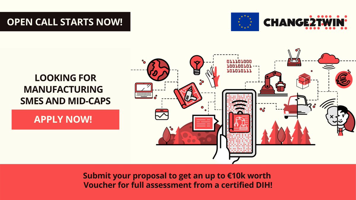 Comonext_'s tweet photo. Change2Twin è un progetto europeo che supporta le #PMI manifatturiere nei loro percorsi di #digitalizzazione attraverso voucher spendibili presso ComoNExT, #DIH certificato.
Invio delle domande entro il 29 marzo qui: https://t.co/eIVPHPX6mC
Info: progetti@comonext.it https://t.co/y0OI2dLObc