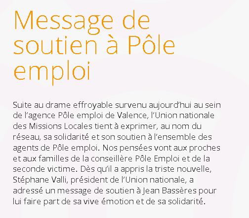 UNmissionlocale's tweet photo. Le réseau des #MissionsLocales exprime sa solidarité et son soutien à l’ensemble des agents de @pole_emploi suite au drame d'aujourd'hui. https://t.co/3Dz7G15QAo https://t.co/IQc85aglQ9