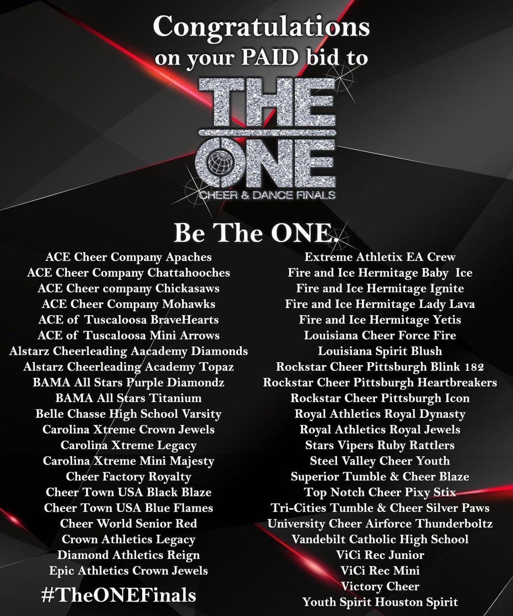 CONGRATULATIONS 🎉 on your PAID BID to <a href="/theonefinals/">The One Finals</a> ! Find out more about The ONE online theonefinals.com #climbhigher #betheone