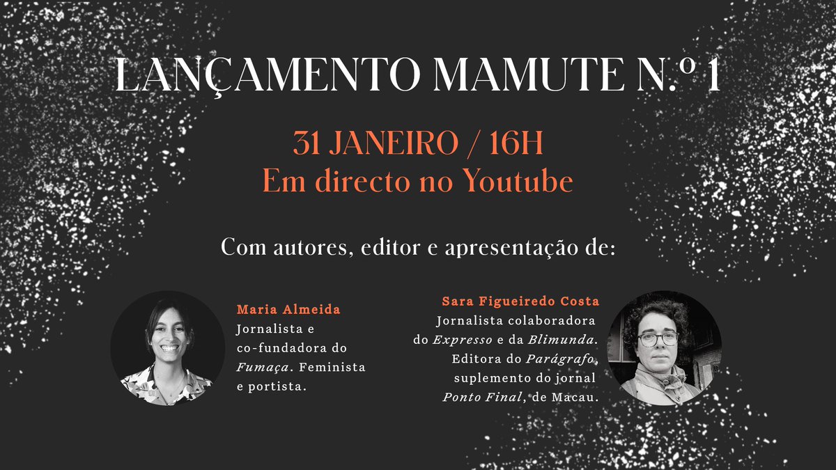 No próximo Domingo, dia 31, às 16h, juntem-se a nós para o lançamento virtual da Mamute, em directo no Youtube. Estarão o editor e todos os autores e a apresentação fica a cargo da <a href="/mariardalmeida/">Maria Almeida</a> e da Sara Figueiredo Costa.