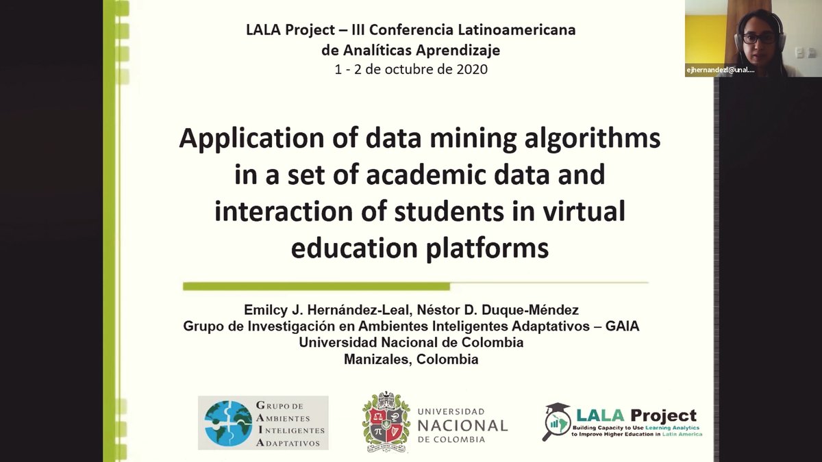 Siguiendo con la III Conferencia Latinoamericana de Analíticas de Aprendizaje, les compartimos la presentación del artículo "Application of data mining algorithms in a set of academic data and interaction of students in virtual education platforms".

youtu.be/gAgy3YMdnlI